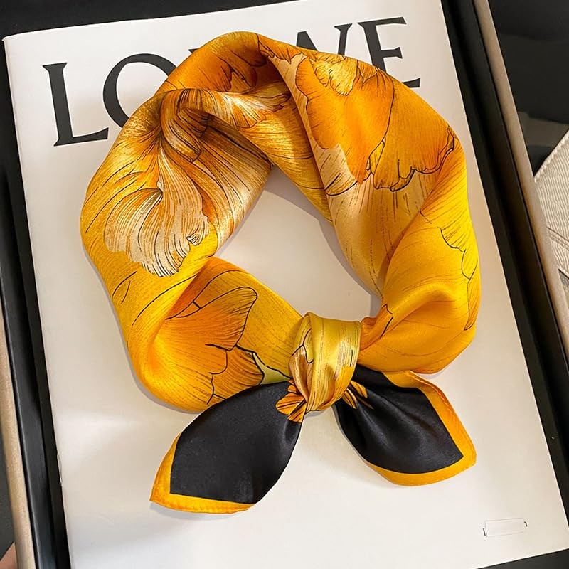 FEIBOON Mulberry Silk Scarfs Neck Scarf 21"x21" Small Square Scarfs