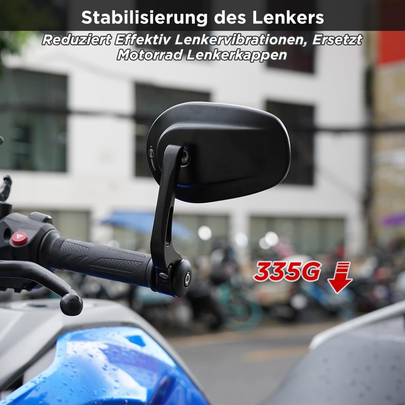 evermotor Universal Motorrad Rückspiegel, Lenkerendenspiegel E geprüft, 360°Drehbar Motorrad Spiegel,