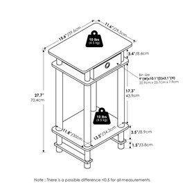 Furinno Turn-N-Tube Tall End Table, Side Table with Bin, Black Espresso/Brown