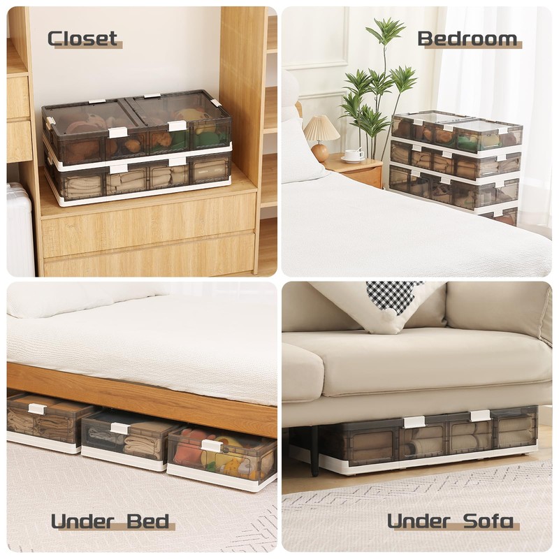 Jmudren 2-Pack Under Bed Storage Containers with Wheels - Stackable,