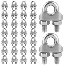 MIVIDE Rope Clamps Pack of 30, Wire Rope Clamps M6, Rope Clamps 6 mm Stainless Steel 304, M6 Bow Rope Clamp Stainless Steel U Bolts, Wire Rope Clamp Stainless Steel for Steel Cable Steel Wire Steel