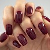 LunarCharm 24 Pieces Dark Red Press-on Nails Medium Square Shape