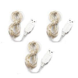 BQZYX+ 3Pack Fairy Lights USB Powered String Lights Warm Yellow 2 Meters 20 lamp Beads Led Christmas Lights Fairy String Lights led Light String(Warm Yellow-2m)