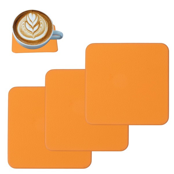 sourcing map 3 Pcs Faux Leather Coasters, 3.9 x 3.9"