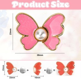 DECARETA 8 Pcs Trouser Waist Tightener, Butterfly Metal Jeans Button Pin, Detachable Jean Button Tightener Jeans Buttons Metal Replacement, Tighten Waist Buttons No Sewing for Loose Jeans Pants Skirts