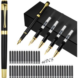 6 Piezas Juego de Pluma Estilográfica,Plumas Fuente con 10 Cartuchos de Tinta,Punta de Iridio de 0.38mm,para Trabajar y Escribir de Fountain Pen