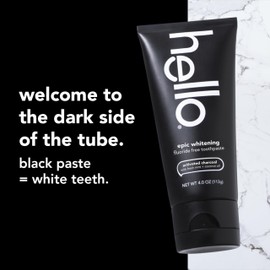 hello hello Activated Charcoal Epic Whitening Fluoride Free Toothpaste, Fresh Mint + Coconut Oil, Vegan & SLS Free