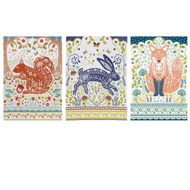 3 x Ulster Weavers Woodland Fox Squirrel Hare Floral Flowers 100% Cotton Kitchen Dining Tea Dish Towel