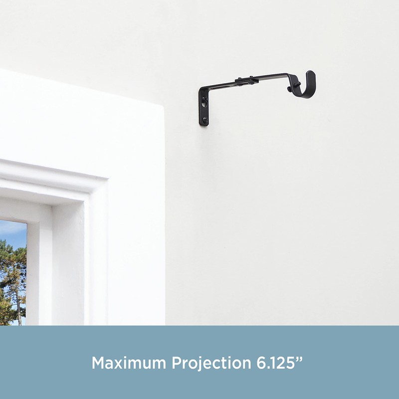 Kenney KN85290 Adjustable Curtain Rod Brackets, Black (2-Pack)