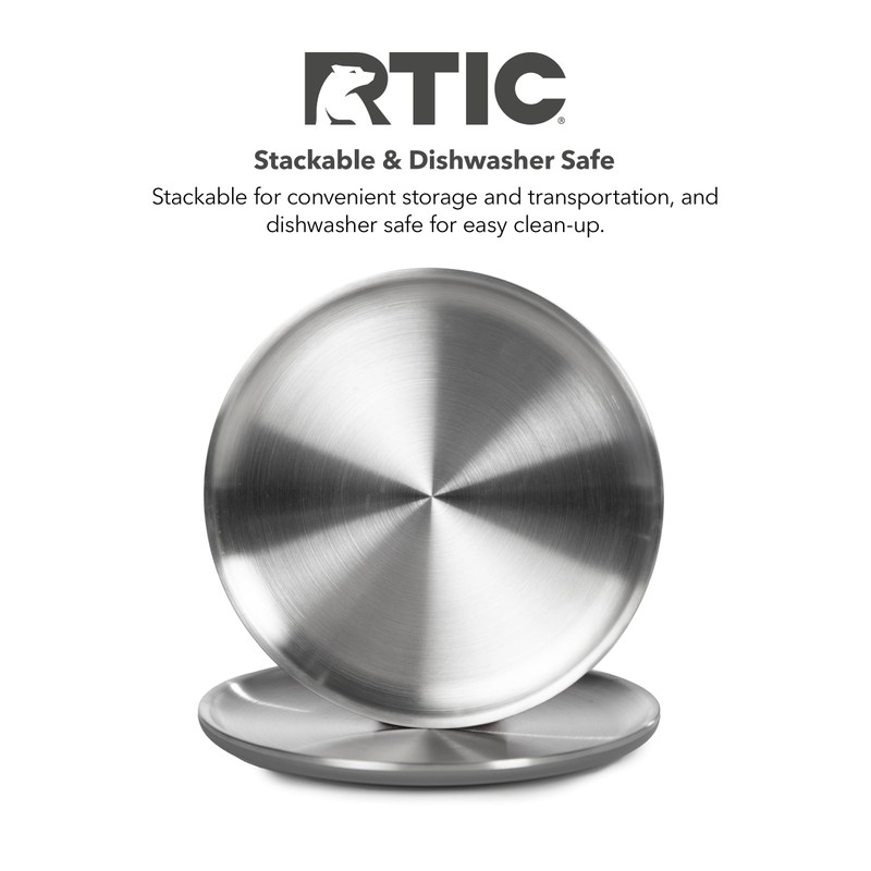 RTIC Anywhere Stainless Steel Plates Set of Two, Stackable, Durable