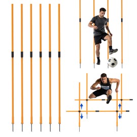 Hikeen Upgraded Agility Poles, 6 Pack 6ft Soccer Training Poles, Adjustable Detachable Speed and Agility Training Equipment for Football, Practice Accessories for Adults Youth
