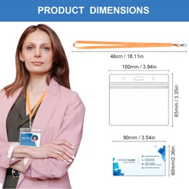 24pcs Lanyards for Neck with 24pcs Card Holder, Clear Plastic ID Card Holder and 12 Colors Lanyard, Horizontal Sealable Waterproof Name Badge Holders with Lanyard for ID Cards Office School