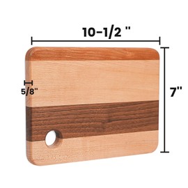 CONSDAN Small Wood Cutting Board for Kitchen, Hardwood Chopping Board for Meat, Vegetables, Fruits, Bread, and Cheese 10-1/2 x 7 x 10/16 in