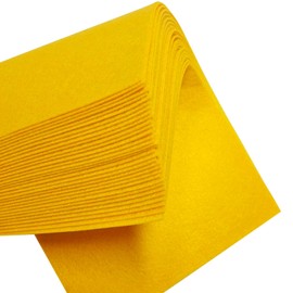 Felt for Crafts, 1 mm Thick Stiff Felt Sheets, Pack of 32 Felt Fabric, 17.78 x 28.7 cm Craft Felt for Sewing Crafts and Festivals Party Decorations (Yellow)