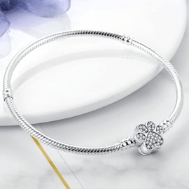 Pandach CMB061 Women's Bracelet 925 Sterling Silver, Bracelets Moments Snake Link Bracelet Valentine's Day Mother's Day Birthday Christmas Gift for Women Girlfriend Mum, 19 cm, Sterling Silver, Cubic