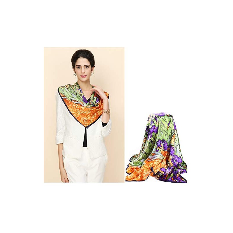 Prettystern Ladies Silk Scarf with Van Gogh Impressionism Art Motif,