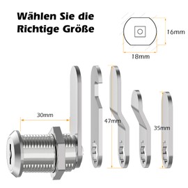 VOCIBO® Mailbox Lock 30 mm, Comes with 5 Different Lock Plates, Cabinet Lock, Furniture Lock, Locker Lock, Lever Lock for Mailboxes, Cabinet Doors