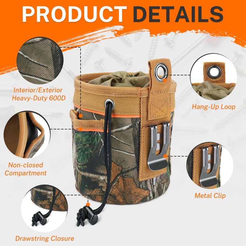 MELOTOUGH Mini Nail and Screw Pouch with Drawstring Closure |