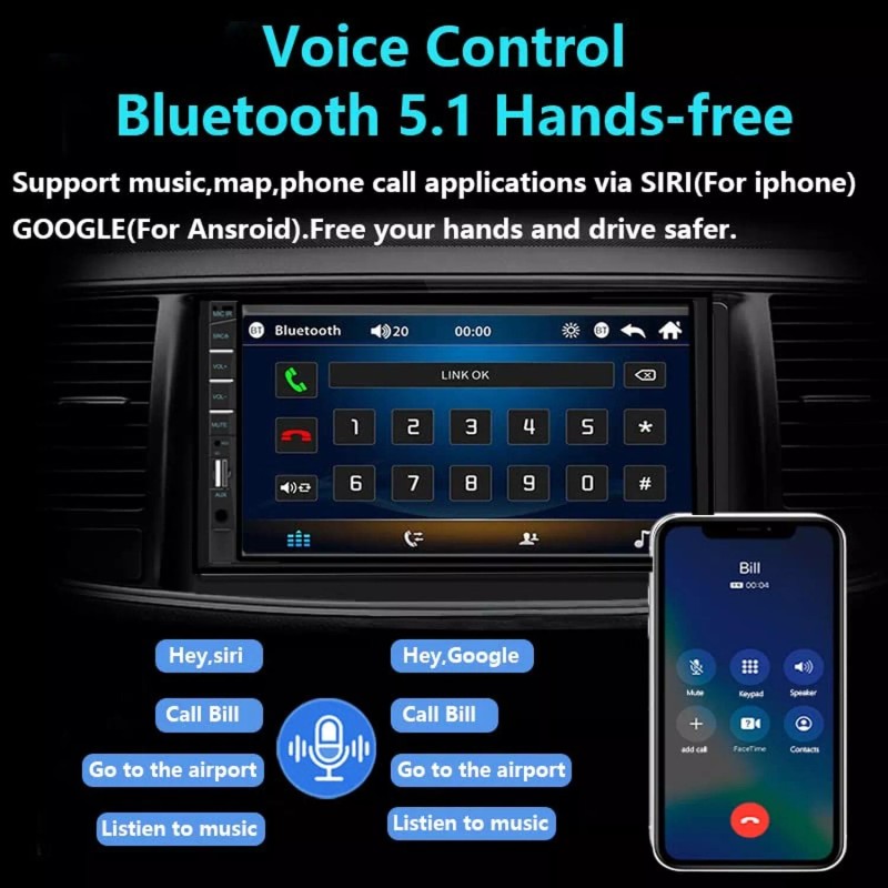 Naifay Double Din Car Stereo Compatible with Apple Carplay and