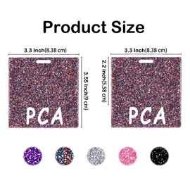 Abamilaka Iridescent PCA Badge Buddy Card Horizontal Bling Badge Reel Holder Buddies Acrylic Nursing Nurse Gifts for Women Glitter Nursing Accessories Identification Tags ID Name Cards