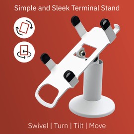 Discount Credit Card Supply Valor Paytech Low Profile Swivel and Tilt Terminal Stand, Screw-in or Adhesive, White