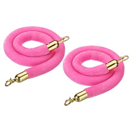 PATIKIL 4 Feet Light Pink Velvet Stanchion Rope, 2 Pack Crowd Control Barrier Rope with Snap Hooks for Posts Stands Queue Divider of Hotel Theater, Golden