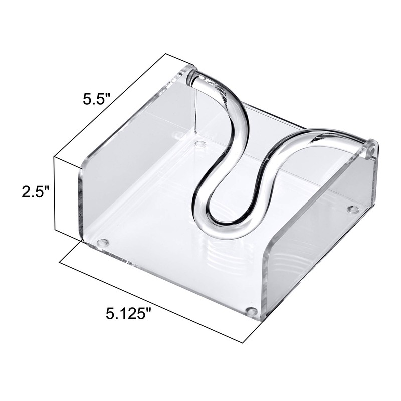 Amazing Abby Acrylic Cocktail Napkin Holder (5.0"x5.0"), Clear Plastic Napkin