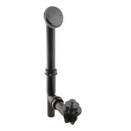 Westbrass 594144-62 14" Black Tubular Bath Waste & Overflow Assembly with Twist & Close Drain Plug and Two-Hole Faceplate, Matte Black
