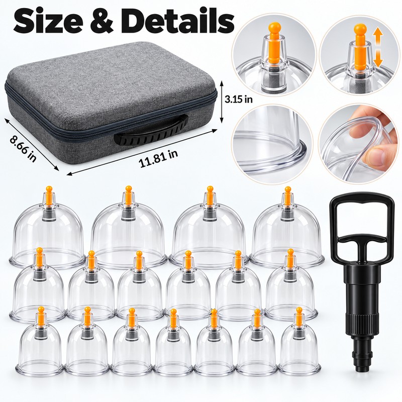 12 Pcs Cupping Massage Set with Manual Vacuum Pump –
