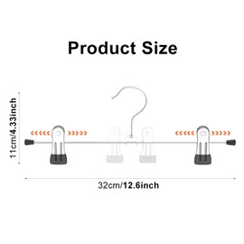 30 Pack Pant Hanger with Adjustable Clips,Heavy Duty Ultra Thin Trouser Skirt Clothes Hanger Space Saving