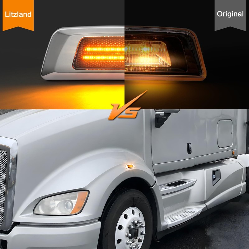 litzland Sequential Amber LED Turn Signal Lights Side Marker Lights