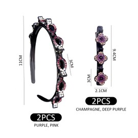 2 Pieces Of Rhinestone Hairbands, 2 Pieces Of Rhinestone Hairpins, Women'S Hair Accessories Bangs Clips, Fashionable Hairpins, Hair Styling Aids