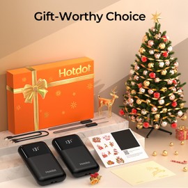 Hotdot Hand Warmers Rechargeable with Gift Box, 4 Pack Electric Hand Warmer with LED Display Battery and Temperature, 4 Heating Levels Portable Hot Hands, for Men, Women, Hunting Ivory