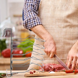 Garneck Sous Vide Rack Sous Vide Rack Stainless Steel Steak Divider Rack Frame Adjustable Detachable Spiral Divider for Steak Meat Food Rack Holder Steak Rack