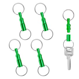 4pcs Quick Release Keychain, Iron Brass Alloy Detachable Keychain Pull Apart Key Chain Quick Release Key Ring Snap Separate Detachable Key Ring Quick Disconnect Keychain (Green)