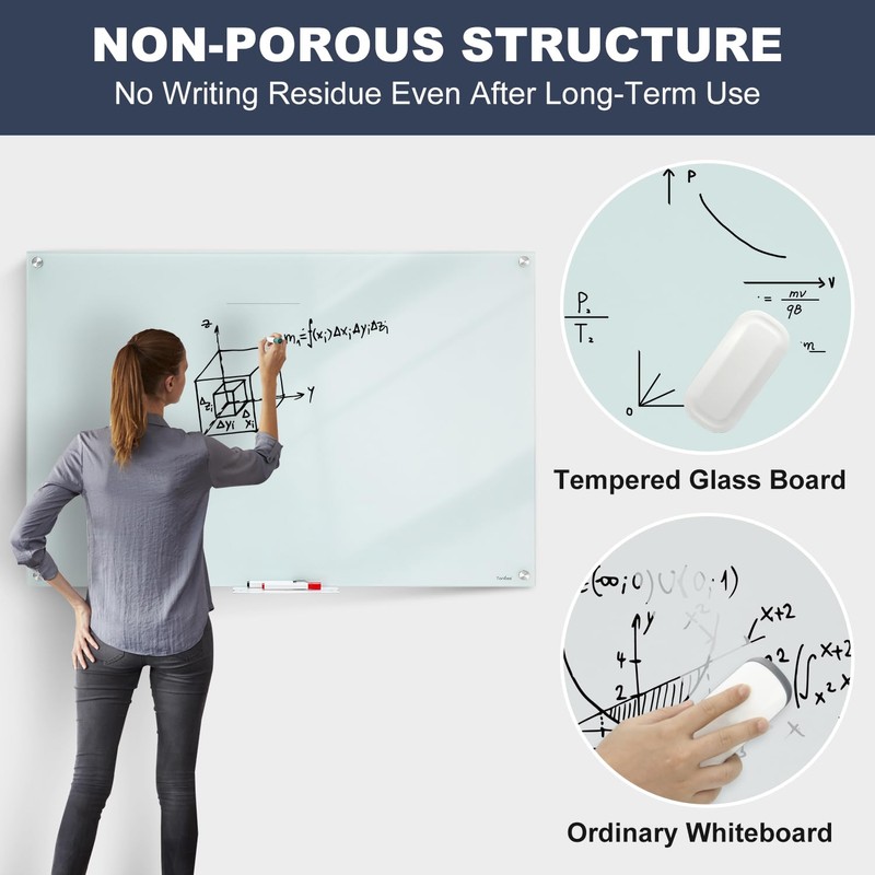 Glass Whiteboard Dry Erase Board - TANKEE Magnetic Glass White