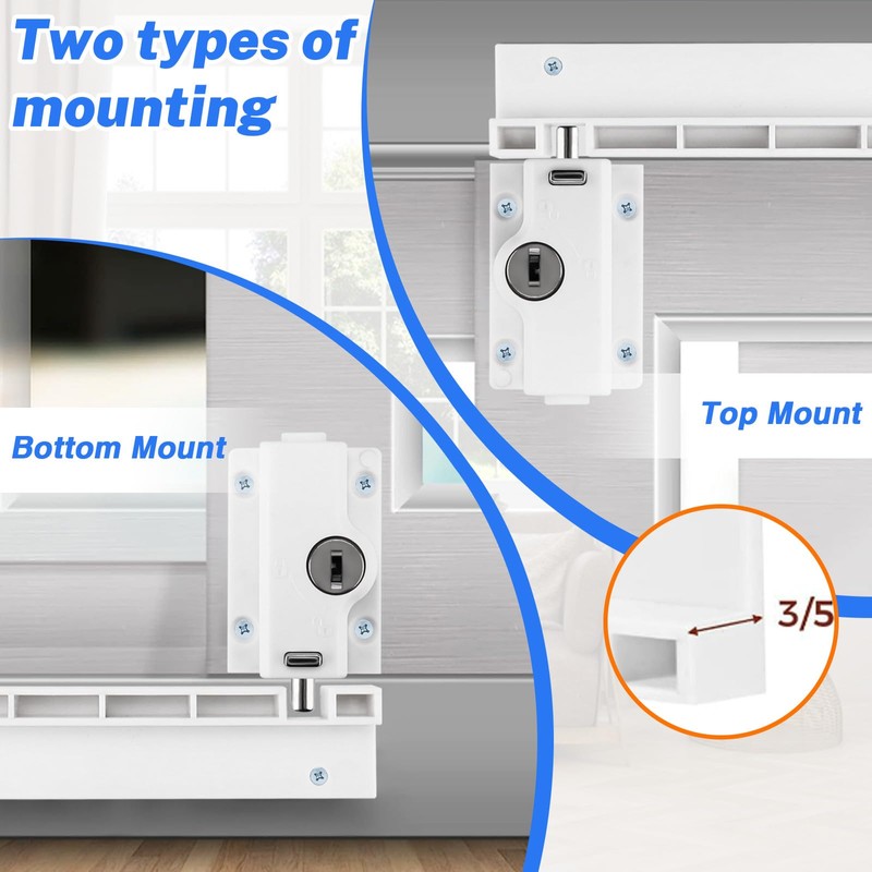 1Pack Sliding Door Lock, Patio Door Lock, White Sliding Window