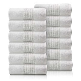 GC GAVENO CAVAILIA 12 Pack Face Towels Set (30x30 CM) - Cotton Face Cloths - Quick Drying & Highly Absorbent Fingertip Towel Washcloth For Bathroom, Spa, Gym Towels - White
