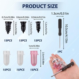 Lotnery 45Pcs Tyre Puncture Repair Kit with Rubber Nails & Screwdriver, Tyre Repair Kit with Storage Box, Fast Tire Repair Nail Tool for Auto Car Motorcycle(15S+15M+15L)