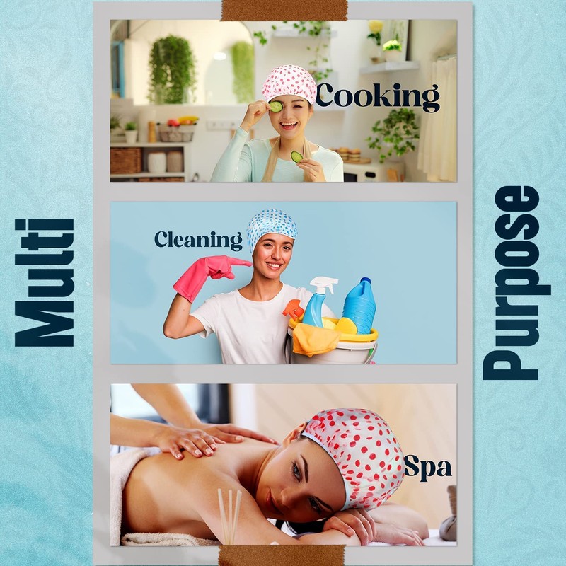 MZD8391 Shower Cap, Reusable Shower Hat Bath Caps - Waterproof