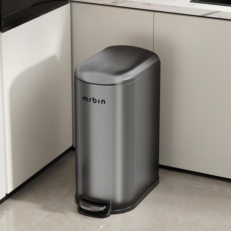MRBIN 1.6 + 10.6 Gallon Stainless Steel Trash Can Combo
