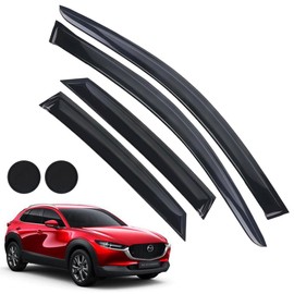 Rain Guards for Mazda CX-30 2020-2023, Tape-on Side Window Deflectors for Mazda CX-30, Window Visors for Mazda Cars, for Mazda Car Accessories 4 Rain Guards ＆ 2 Car Coasters