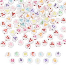 PATIKIL Alphabet Beads, 100 Pcs Rainbow Letter Beads Acrylic Charms for Craft Friendship Bracelets Jewelry Making, 4x7mm, Letter A