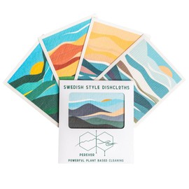 Perevor Swedish Style Dishcloths, Environments Designs 5pk Reusable Dish Cloths for home, camping, cleaning, Plastic free Biodegradable Eco Home Cleaning Cloth, Reusable Paper Towels Wet wipes