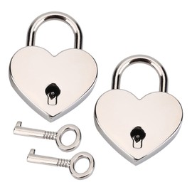 Jeanoko 2 Sets Heart Lock and Key Mini Lock Heart Shaped Padlock Skeleton Key Metal Lock for Luggage Diary Book Jewelry Box