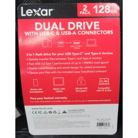 Lexar BRAND NEW!! Lexar DUAL DRIVE with USB-C & USB-A. 3.2 GEN 1 (128GB x 2 PACK)