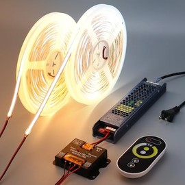 BENLUN Tira LED COB CCT 24V 20 Metros (10 Metros x 2), 2700K-6500K Regulable Blanco Luces LED de Interior, 10W/M CRI 93 Luz LED Adhesiva con Mando y Alimentación para Habitacion Decoración
