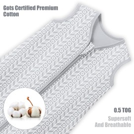 SWEET DOLPHIN Baby Sleep Sack 0-6 Months - 100% Cotton 2-Way Zipper TOG 0.5 Infant Wearable Blanket, Newborn Essentials Toddler 3 Pack Sleeping Sacks - Grey