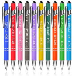 10 PCS Funny Pens, Demotivational Arcastic Negative Quotes Ballpoint Pen, Snarky Office Pens, Macaron Touch Stylus Pens, Comfortable Writing Black Ink 0.5 mm Funny Pen for Colleague Coworker Gift (10)