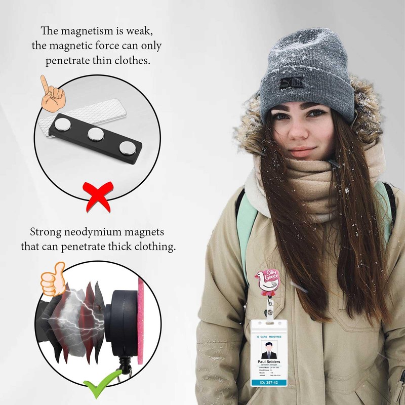 Magnetic Badge Holder with Strong Magnet Back, Silly Goose Retractable